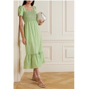 NWT HVN Green Gingham Poplin Maxi Dress